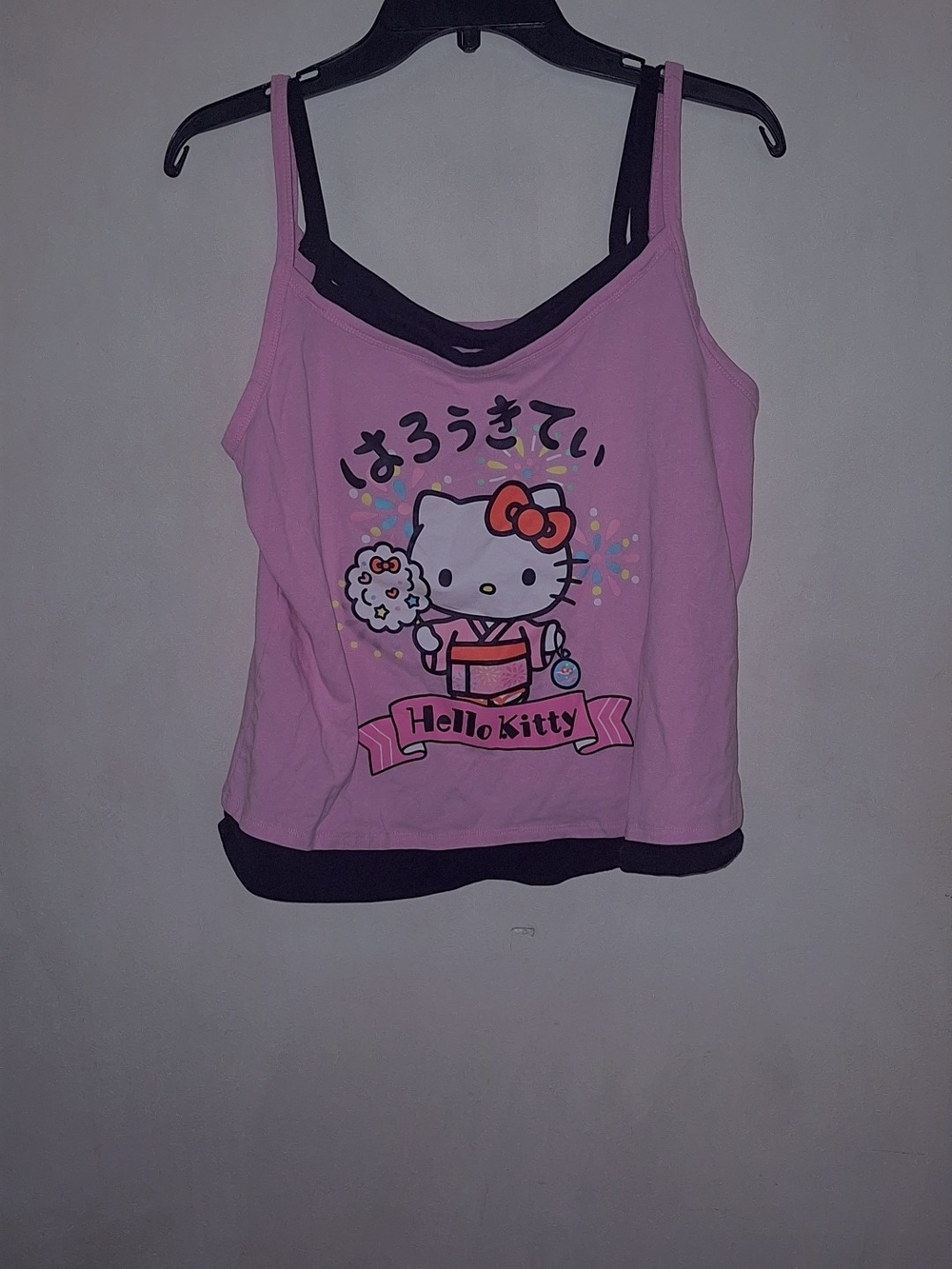 Hello Kitty Pink and Black Double-Layer Tank Top